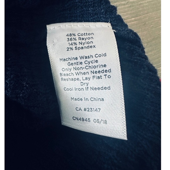 Talbots Navy Textured Knit Cardigan Red White Trim Pearl Button Women's Size M - Picture 3 of 11